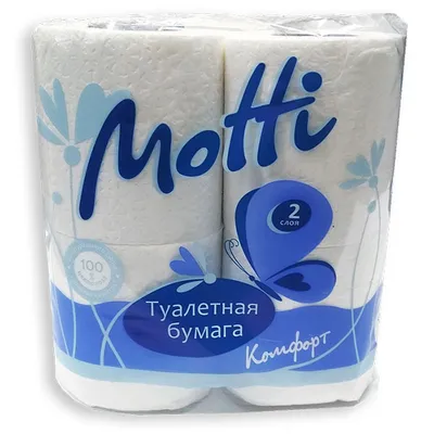 Бумага туалетная «Мотти» в рулоне двухслойная 20м[4шт] белый