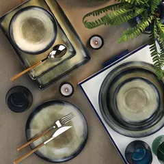 Тарелка «Нанокрем Дарк Блю» мелкая фарфор D=300,H=32мм тем.син.,зелен., изображение 3