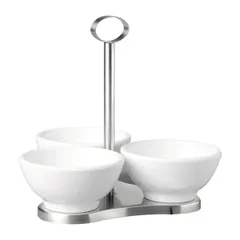 Set of salad bowls on a stand [3 pcs]  stainless steel, plastic , H=16, L=14, B=14cm