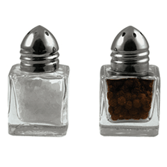 Set for spices salt+pepper glass ,H=50,L=25,B=25mm clear.