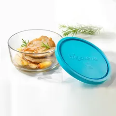 Контейнер для продуктов «Фриговерре» круглый с крышкой стекло,полиэтилен 90мл D=150,H=65мм прозр.,го, изображение 2