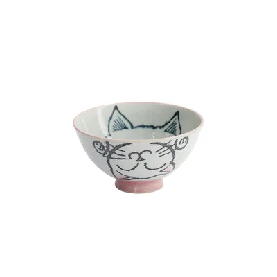 Салатник «Кэт Нэко» фарфор 300мл D=115,H=62мм белый,розов.