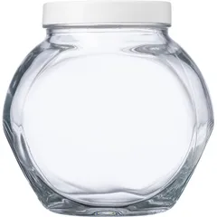 Round jar with lid “Bella”  glass, plastic  2 l  D=10.5, H=17 cm  transparent, white