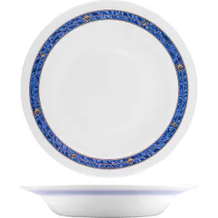 Блюдо «Астрал» круглое глубокое стекло 0,65л D=291,H=68мм белый,синий