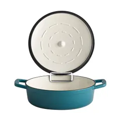 Кастрюля для сервировки «5 звезд» с держателем крышки (индукция) эмалиров.чугун 2,5л D=25,H=7см сини, изображение 2