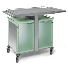 Thermostatic trolley for serving breakfasts with a table and compartments for gastronorm containers 1/1 2*6 tier
