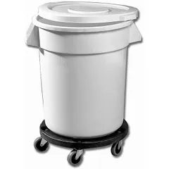 Food container with lid and trolley polyethylene 75.7l D=49.5,H=58cm white