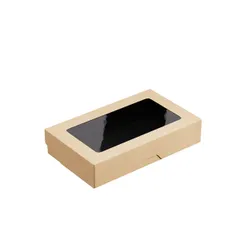 Контейнер бумажный OneBox с крышкой картон 1л ,H=4,L=12,B=20см черный