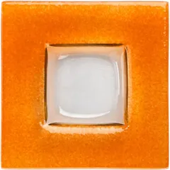 Plate “Border” square  glass , H=21, L=130, B=130mm  clear, orange.