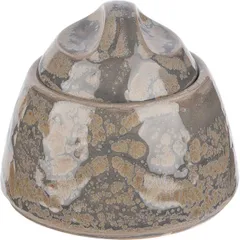 Сахарница «Революшн Гранит» с крышкой фарфор 200мл D=75,H=85мм серый,коричнев., изображение 2