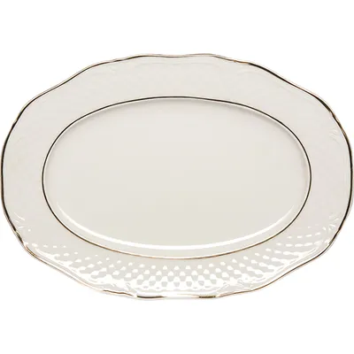 Блюдо «Афродита» овальное фарфор ,H=15,L=240,B=165мм белый,золотой, Длина (мм): 240, Ширина (мм): 165