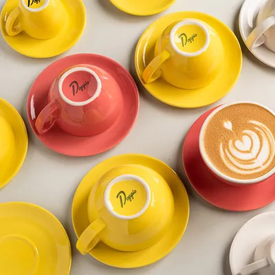 Чашка кофейная «Пур-Амор» фарфор 80мл D=66/40,H=55,L=90мм желт.,белый, изображение 4