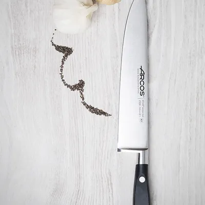 Нож поварской «Ривьера» сталь нерж.,полиоксиметилен ,L=320/200,B=38мм черный,металлич., изображение 2