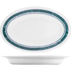 Блюдо «Риалто» овальное стекло 150мл ,H=28,L=220,B=140мм белый,зелен.