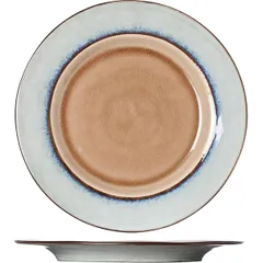 Small plate  ceramics  D=290, H=25mm  brown, blue.