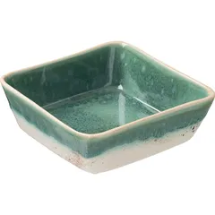 Salad bowl “Erboso Reativo” square  porcelain  0.6 l , L=15, B=15cm  turquoise, beige.