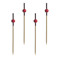 Skewers for canapés “Red Pearl”[40pcs] bamboo ,L=7cm multi-colored.