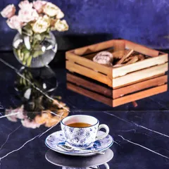 Блюдце «Аида» с декором фарфор D=14,5см белый,синий, изображение 4