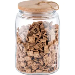 Банка «Вуди» квадратная с крышкой стекло,дерево 2,5л ,H=21,5,L=14,B=14см прозр., изображение 2