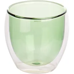 Бокал для горячих напитков «Проотель» двойные стенки термост.стекло 250мл D=8см зелен., изображение 2