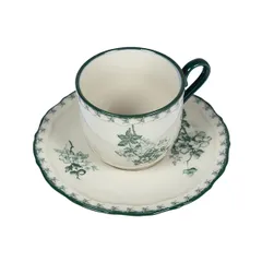 Чайная пара «Боярышник» керамика 210мл D=75/150,H=70мм белый,зелен., изображение 2