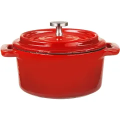 Baking pot with lid cast iron 250ml D=10cm red