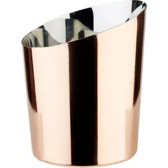 Container for snacks, oblique cut H=85/115  stainless steel, copper  450ml  D=95mm