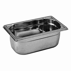 Gastronorm container (1/4)  stainless steel , H=15, L=26.5, B=16.2 cm  metal.