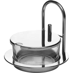 Пармезанница без ложки стекло,сталь нерж. 190мл D=95,H=110,L=120,B=120мм прозр.,металлич.