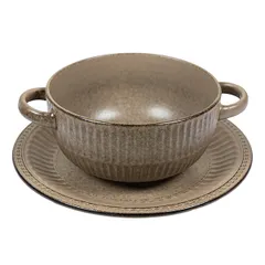 Чашка бульонная «Ритм Терракота» керамика 0,6л D=14,H=7см терракот, изображение 2