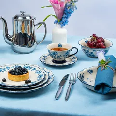 Салатник «Фиори» фарфор 350мл D=15см слон.кость,синий, Диаметр (мм): 150, изображение 4