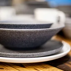 Блюдо «Гранит» с бортом фарфор D=24см свет.-сер.,глянц., изображение 3