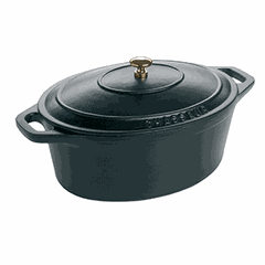 Oval pan with lid cast iron 3l ,H=16.5,L=25,B=19.5cm black