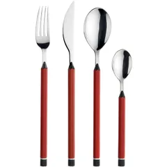 Cutlery set “Mate” [24 pcs]  stainless steel, plastic, metal, coral.