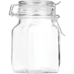 Square jar with lid  glass, silicone  275 ml , H=115, L=60, B=60mm  clear.