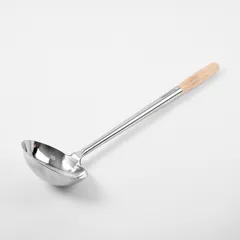 Половник с деревянной ручкой сталь нерж.,дерево 270мл D=125,H=45,L=490мм металлич.,деревян.