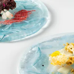 Тарелка «Аквамарин» мелкая стекло D=21см голуб., изображение 3