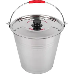 Bucket with lid  stainless steel  9 l  D=30, H=26 cm  metal.