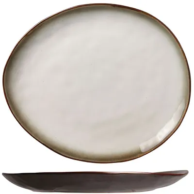 Блюдо овальное керамика ,L=27,B=23см белый,коричнев.