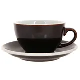 Кофейная пара «Эгг» фарфор 250мл D=95/145,H=55,L=115мм тем.корич.