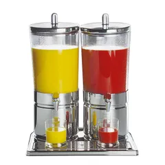 Dispenser for cold drinks double  plastic, steel  6 l , H=52, L=32, B=42 cm  transparent, metal.