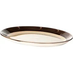 Блюдо «Пепперкорн» овальное фарфор ,H=20,L=300,B=235мм коричнев.,бежев., изображение 2