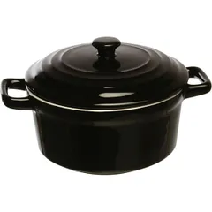 Baking pot with handles “Forno” ceramics 200ml D=10,H=9cm black,white