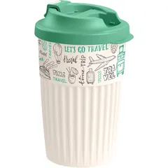 Glass for hot drinks “Travel”  polyprop.  450 ml  D=92, H=147 mm  beige, green.