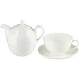 Чайник заварочный с чашкой 260 мл и блюдцем кост.фарф. 460мл ,H=12,4см белый