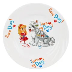 Тарелка «Мой любимый пес» мелкая детская фарфор D=20см белый