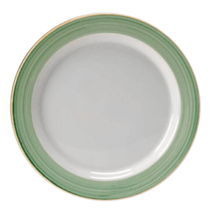 Тарелка «Рио Грин» мелкая фарфор D=230,H=18мм белый,зелен., Цвет второй: Зеленый, Диаметр (мм): 230
