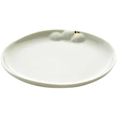 Butter plate with gold dot “Boxis”  porcelain , L=12.2, B=12cm  white