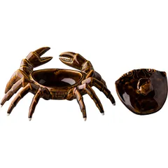 Container for serving “Ro Design Bai Erbisi” in the shape of a crab, with a lid  porcelain  130 ml  D=26, H=17cm  brown.