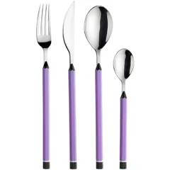 Cutlery set “Matite” [24 pcs]  stainless steel, plastic  metal, lilac.
